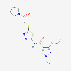 molecular formula C16H22N6O3S2 B6574565 3-ethoxy-1-ethyl-N-(5-{[2-oxo-2-(pyrrolidin-1-yl)ethyl]sulfanyl}-1,3,4-thiadiazol-2-yl)-1H-pyrazole-4-carboxamide CAS No. 1170561-31-5