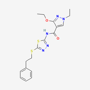 molecular formula C18H21N5O2S2 B6574569 3-ethoxy-1-ethyl-N-{5-[(2-phenylethyl)sulfanyl]-1,3,4-thiadiazol-2-yl}-1H-pyrazole-4-carboxamide CAS No. 1207056-02-7