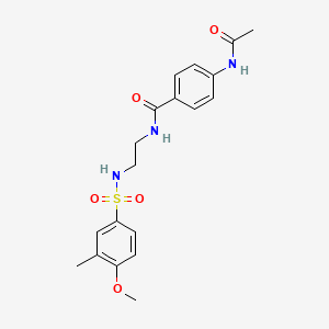 molecular formula C19H23N3O5S B6574591 4-acetamido-N-[2-(4-methoxy-3-methylbenzenesulfonamido)ethyl]benzamide CAS No. 1091397-78-2