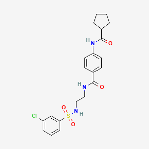 molecular formula C21H24ClN3O4S B6574604 N-[2-(3-chlorobenzenesulfonamido)ethyl]-4-cyclopentaneamidobenzamide CAS No. 1091473-36-7