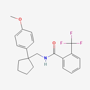 molecular formula C21H22F3NO2 B6574609 N-{[1-(4-methoxyphenyl)cyclopentyl]methyl}-2-(trifluoromethyl)benzamide CAS No. 1091396-80-3