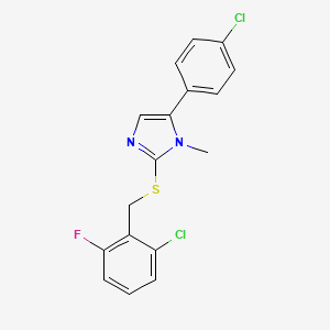 molecular formula C17H13Cl2FN2S B6574659 2-{[(2-chloro-6-fluorophenyl)methyl]sulfanyl}-5-(4-chlorophenyl)-1-methyl-1H-imidazole CAS No. 921816-87-7