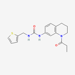 molecular formula C18H21N3O2S B6574711 1-(1-propanoyl-1,2,3,4-tetrahydroquinolin-7-yl)-3-[(thiophen-2-yl)methyl]urea CAS No. 1203186-07-5