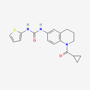 molecular formula C18H19N3O2S B6574749 1-(1-cyclopropanecarbonyl-1,2,3,4-tetrahydroquinolin-6-yl)-3-(thiophen-2-yl)urea CAS No. 1203372-29-5