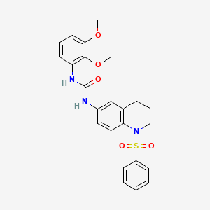 molecular formula C24H25N3O5S B6574761 3-[1-(benzenesulfonyl)-1,2,3,4-tetrahydroquinolin-6-yl]-1-(2,3-dimethoxyphenyl)urea CAS No. 1203126-21-9