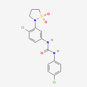 molecular formula C16H15Cl2N3O3S B6574767 3-[4-chloro-3-(1,1-dioxo-1lambda6,2-thiazolidin-2-yl)phenyl]-1-(4-chlorophenyl)urea CAS No. 1203010-28-9
