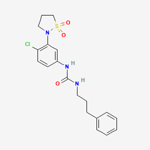 molecular formula C19H22ClN3O3S B6574774 3-[4-chloro-3-(1,1-dioxo-1lambda6,2-thiazolidin-2-yl)phenyl]-1-(3-phenylpropyl)urea CAS No. 1203053-85-3