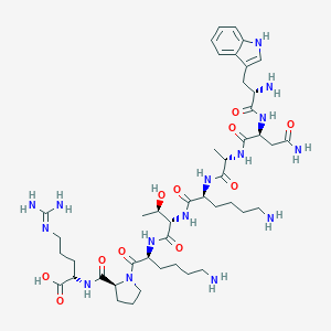 (2S)-2-[[(2S)-1-[(2S)-6-amino-2-[[(2S,3R)-2-[[(2S)-6-amino-2-[[(2S)-2-[[(2S)-4-amino-2-[[(2S)-2-amino-3-(1H-indol-3-yl)propanoyl]amino]-4-oxobutanoyl]amino]propanoyl]amino]hexanoyl]amino]-3-hydroxybutanoyl]amino]hexanoyl]pyrrolidine-2-carbonyl]amino]-5-(diaminomethylideneamino)pentanoic acid