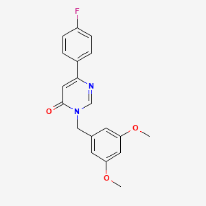 3-[(3,5-dimethoxyphenyl)methyl]-6-(4-fluorophenyl)-3,4-dihydropyrimidin-4-one