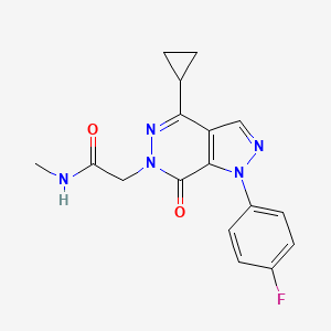 molecular formula C17H16FN5O2 B6574901 2-[4-cyclopropyl-1-(4-fluorophenyl)-7-oxo-1H,6H,7H-pyrazolo[3,4-d]pyridazin-6-yl]-N-methylacetamide CAS No. 1105238-09-2