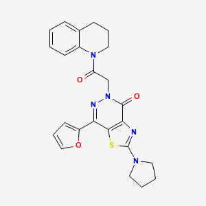 molecular formula C24H23N5O3S B6574966 7-(furan-2-yl)-5-[2-oxo-2-(1,2,3,4-tetrahydroquinolin-1-yl)ethyl]-2-(pyrrolidin-1-yl)-4H,5H-[1,3]thiazolo[4,5-d]pyridazin-4-one CAS No. 1105206-93-6
