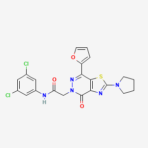 molecular formula C21H17Cl2N5O3S B6574976 N-(3,5-dichlorophenyl)-2-[7-(furan-2-yl)-4-oxo-2-(pyrrolidin-1-yl)-4H,5H-[1,3]thiazolo[4,5-d]pyridazin-5-yl]acetamide CAS No. 1105241-17-5