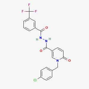 molecular formula C21H15ClF3N3O3 B6575001 N'-{1-[(4-chlorophenyl)methyl]-6-oxo-1,6-dihydropyridine-3-carbonyl}-3-(trifluoromethyl)benzohydrazide CAS No. 1105243-83-1