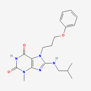 molecular formula C19H25N5O3 B6575027 3-methyl-8-[(2-methylpropyl)amino]-7-(3-phenoxypropyl)-2,3,6,7-tetrahydro-1H-purine-2,6-dione CAS No. 1105245-03-1