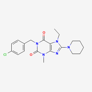 molecular formula C20H24ClN5O2 B6575033 1-[(4-chlorophenyl)methyl]-7-ethyl-3-methyl-8-(piperidin-1-yl)-2,3,6,7-tetrahydro-1H-purine-2,6-dione CAS No. 1105197-93-0