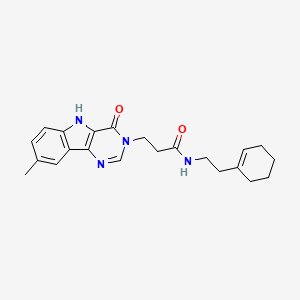 molecular formula C22H26N4O2 B6575046 N-[2-(cyclohex-1-en-1-yl)ethyl]-3-{8-methyl-4-oxo-3H,4H,5H-pyrimido[5,4-b]indol-3-yl}propanamide CAS No. 1105246-98-7