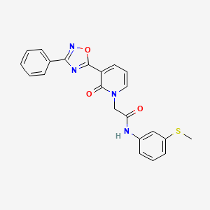 molecular formula C22H18N4O3S B6575061 N-[3-(methylsulfanyl)phenyl]-2-[2-oxo-3-(3-phenyl-1,2,4-oxadiazol-5-yl)-1,2-dihydropyridin-1-yl]acetamide CAS No. 1105214-79-6