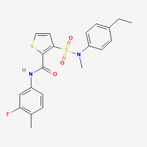 molecular formula C21H21FN2O3S2 B6575065 3-[(4-ethylphenyl)(methyl)sulfamoyl]-N-(3-fluoro-4-methylphenyl)thiophene-2-carboxamide CAS No. 1105250-54-1