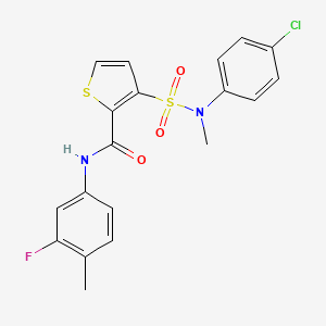 molecular formula C19H16ClFN2O3S2 B6575072 3-[(4-chlorophenyl)(methyl)sulfamoyl]-N-(3-fluoro-4-methylphenyl)thiophene-2-carboxamide CAS No. 1105215-22-2