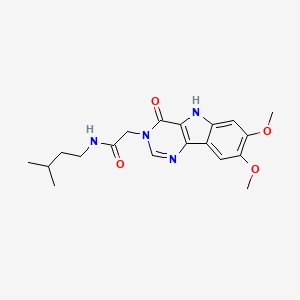 2-{7,8-dimethoxy-4-oxo-3H,4H,5H-pyrimido[5,4-b]indol-3-yl}-N-(3-methylbutyl)acetamide