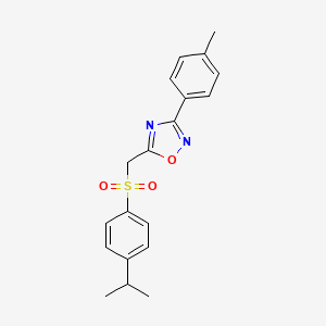 molecular formula C19H20N2O3S B6575118 3-(4-methylphenyl)-5-{[4-(propan-2-yl)benzenesulfonyl]methyl}-1,2,4-oxadiazole CAS No. 1105232-64-1