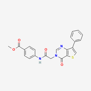 molecular formula C22H17N3O4S B6575123 methyl 4-(2-{4-oxo-7-phenyl-3H,4H-thieno[3,2-d]pyrimidin-3-yl}acetamido)benzoate CAS No. 1105224-38-1