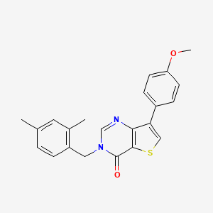 molecular formula C22H20N2O2S B6575165 3-[(2,4-dimethylphenyl)methyl]-7-(4-methoxyphenyl)-3H,4H-thieno[3,2-d]pyrimidin-4-one CAS No. 1105219-35-9