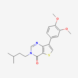 molecular formula C19H22N2O3S B6575167 7-(3,4-dimethoxyphenyl)-3-(3-methylbutyl)-3H,4H-thieno[3,2-d]pyrimidin-4-one CAS No. 1105238-58-1