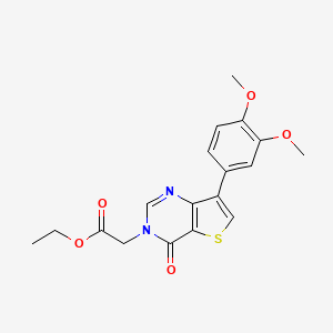 molecular formula C18H18N2O5S B6575174 ethyl 2-[7-(3,4-dimethoxyphenyl)-4-oxo-3H,4H-thieno[3,2-d]pyrimidin-3-yl]acetate CAS No. 1105219-76-8