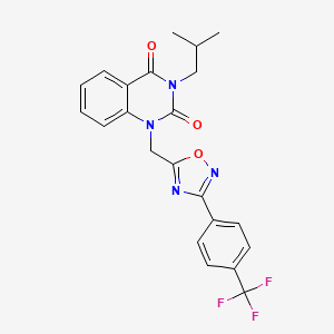 molecular formula C22H19F3N4O3 B6575200 3-(2-methylpropyl)-1-({3-[4-(trifluoromethyl)phenyl]-1,2,4-oxadiazol-5-yl}methyl)-1,2,3,4-tetrahydroquinazoline-2,4-dione CAS No. 1105222-05-6