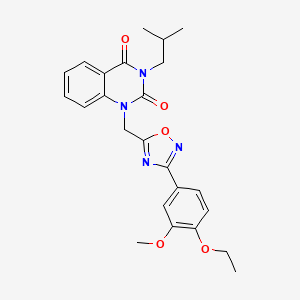 molecular formula C24H26N4O5 B6575214 1-{[3-(4-ethoxy-3-methoxyphenyl)-1,2,4-oxadiazol-5-yl]methyl}-3-(2-methylpropyl)-1,2,3,4-tetrahydroquinazoline-2,4-dione CAS No. 1105222-29-4