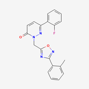 molecular formula C20H15FN4O2 B6575240 6-(2-fluorophenyl)-2-{[3-(2-methylphenyl)-1,2,4-oxadiazol-5-yl]methyl}-2,3-dihydropyridazin-3-one CAS No. 1105196-54-0