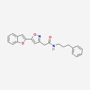 molecular formula C22H20N2O3 B6575288 2-[5-(1-benzofuran-2-yl)-1,2-oxazol-3-yl]-N-(3-phenylpropyl)acetamide CAS No. 1105218-81-2