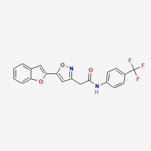 molecular formula C20H13F3N2O3 B6575293 2-[5-(1-benzofuran-2-yl)-1,2-oxazol-3-yl]-N-[4-(trifluoromethyl)phenyl]acetamide CAS No. 1105219-01-9