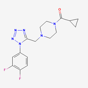 molecular formula C16H18F2N6O B6575308 1-cyclopropanecarbonyl-4-{[1-(3,4-difluorophenyl)-1H-1,2,3,4-tetrazol-5-yl]methyl}piperazine CAS No. 1040676-47-8