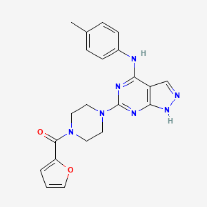 molecular formula C21H21N7O2 B6575397 6-[4-(furan-2-carbonyl)piperazin-1-yl]-N-(4-methylphenyl)-1H-pyrazolo[3,4-d]pyrimidin-4-amine CAS No. 1105224-09-6