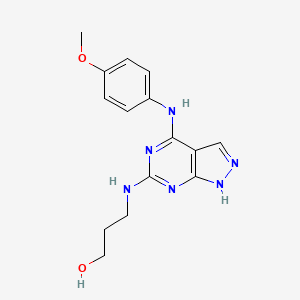molecular formula C15H18N6O2 B6575401 3-({4-[(4-methoxyphenyl)amino]-1H-pyrazolo[3,4-d]pyrimidin-6-yl}amino)propan-1-ol CAS No. 1105252-76-3