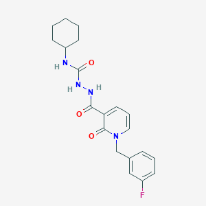 molecular formula C20H23FN4O3 B6575427 N-[(cyclohexylcarbamoyl)amino]-1-[(3-fluorophenyl)methyl]-2-oxo-1,2-dihydropyridine-3-carboxamide CAS No. 1105225-99-7