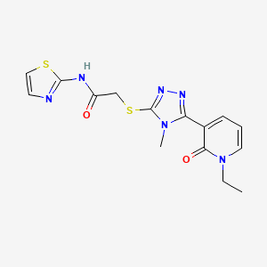 molecular formula C15H16N6O2S2 B6575454 2-{[5-(1-ethyl-2-oxo-1,2-dihydropyridin-3-yl)-4-methyl-4H-1,2,4-triazol-3-yl]sulfanyl}-N-(1,3-thiazol-2-yl)acetamide CAS No. 1105208-33-0