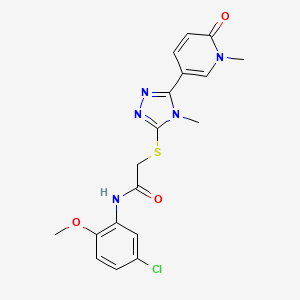 molecular formula C18H18ClN5O3S B6575459 N-(5-chloro-2-methoxyphenyl)-2-{[4-methyl-5-(1-methyl-6-oxo-1,6-dihydropyridin-3-yl)-4H-1,2,4-triazol-3-yl]sulfanyl}acetamide CAS No. 1105209-57-1