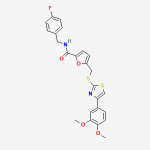 molecular formula C24H21FN2O4S2 B6575460 5-({[4-(3,4-dimethoxyphenyl)-1,3-thiazol-2-yl]sulfanyl}methyl)-N-[(4-fluorophenyl)methyl]furan-2-carboxamide CAS No. 1105209-96-8