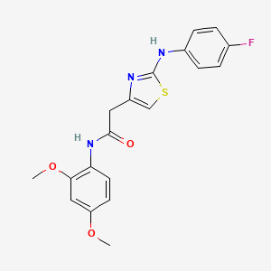 molecular formula C19H18FN3O3S B6575467 N-(2,4-dimethoxyphenyl)-2-{2-[(4-fluorophenyl)amino]-1,3-thiazol-4-yl}acetamide CAS No. 1105231-81-9