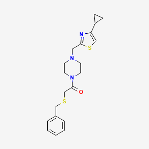 molecular formula C20H25N3OS2 B6575491 2-(benzylsulfanyl)-1-{4-[(4-cyclopropyl-1,3-thiazol-2-yl)methyl]piperazin-1-yl}ethan-1-one CAS No. 1105233-70-2