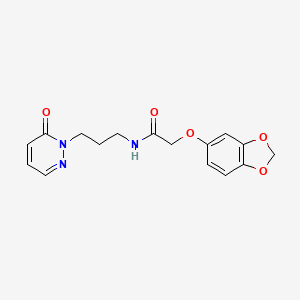 molecular formula C16H17N3O5 B6575504 2-(2H-1,3-benzodioxol-5-yloxy)-N-[3-(6-oxo-1,6-dihydropyridazin-1-yl)propyl]acetamide CAS No. 1105199-10-7