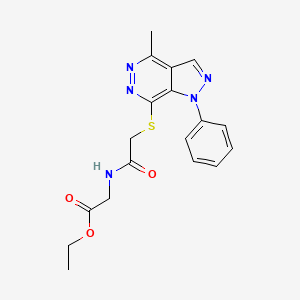 molecular formula C18H19N5O3S B6575514 ethyl 2-[2-({4-methyl-1-phenyl-1H-pyrazolo[3,4-d]pyridazin-7-yl}sulfanyl)acetamido]acetate CAS No. 1105235-27-5