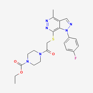 molecular formula C21H23FN6O3S B6575519 ethyl 4-(2-{[1-(4-fluorophenyl)-4-methyl-1H-pyrazolo[3,4-d]pyridazin-7-yl]sulfanyl}acetyl)piperazine-1-carboxylate CAS No. 1105202-33-2