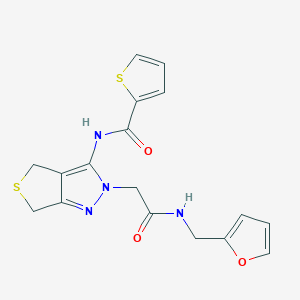 molecular formula C17H16N4O3S2 B6575548 N-[2-({[(furan-2-yl)methyl]carbamoyl}methyl)-2H,4H,6H-thieno[3,4-c]pyrazol-3-yl]thiophene-2-carboxamide CAS No. 1105216-73-6