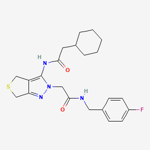 molecular formula C22H27FN4O2S B6575568 2-[3-(2-cyclohexylacetamido)-2H,4H,6H-thieno[3,4-c]pyrazol-2-yl]-N-[(4-fluorophenyl)methyl]acetamide CAS No. 1105219-50-8
