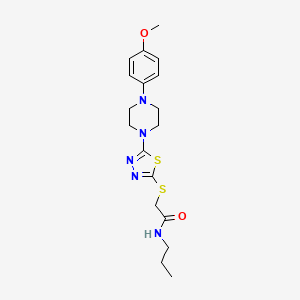 molecular formula C18H25N5O2S2 B6575593 2-({5-[4-(4-methoxyphenyl)piperazin-1-yl]-1,3,4-thiadiazol-2-yl}sulfanyl)-N-propylacetamide CAS No. 1105198-42-2
