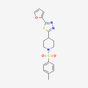 molecular formula C18H19N3O3S2 B6575616 4-[5-(furan-2-yl)-1,3,4-thiadiazol-2-yl]-1-(4-methylbenzenesulfonyl)piperidine CAS No. 1105246-76-1